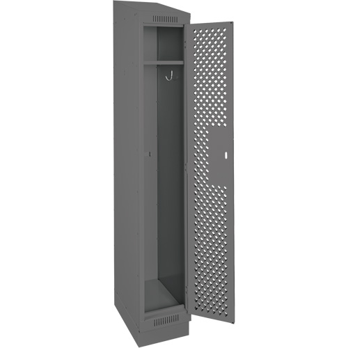Clean Line Lockers, 12" x 12" x 82", Steel, Charcoal, Rivet (Assembled), Perforated Ottawa Fastener Supply