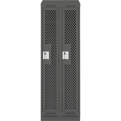 Clean Line Lockers, Bank of 2, 24" x 12" x 82", Steel, Charcoal, Rivet (Assembled), Perforated Ottawa Fastener Supply