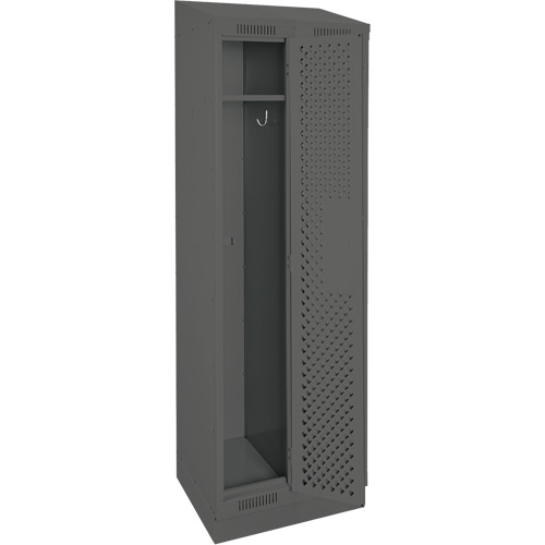 Clean Line Lockers, Bank of 2, 24" x 12" x 82", Steel, Charcoal, Rivet (Assembled), Perforated Ottawa Fastener Supply