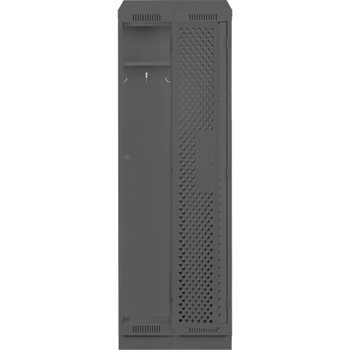 Clean Line Lockers, Bank of 2, 24" x 12" x 82", Steel, Charcoal, Rivet (Assembled), Perforated Ottawa Fastener Supply