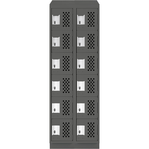 Clean-Line Perforated Lockerette, 6 -tier, Bank of 2, 12" x 72" x 12", Steel Ottawa Fastener Supply