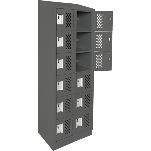 Clean-Line Perforated Lockerette, 6 -tier, Bank of 2, 12" x 72" x 12", Steel Ottawa Fastener Supply