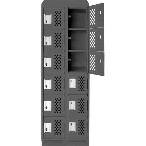 Clean-Line Perforated Lockerette, 6 -tier, Bank of 2, 12" x 72" x 12", Steel Ottawa Fastener Supply
