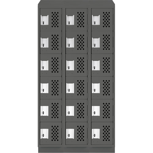 Clean-Line Perforated Lockerette, 6 -tier, Bank of 3, 12" x 72" x 12", Steel Ottawa Fastener Supply