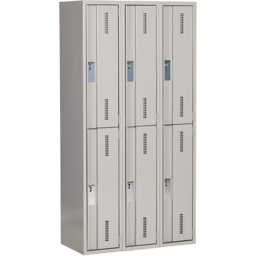 Concorde Heavy-Duty Lockers, 2 -tier, Bank of 3, 36" x 18" x 72", Steel, Grey, Welded (Assembled) Ottawa Fastener Supply