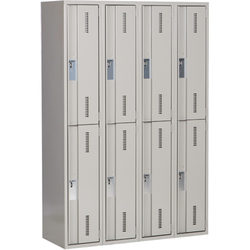Concorde Heavy-Duty Lockers, 2 -tier, Bank of 4, 48" x 18" x 72", Steel, Grey, Welded (Assembled) Ottawa Fastener Supply