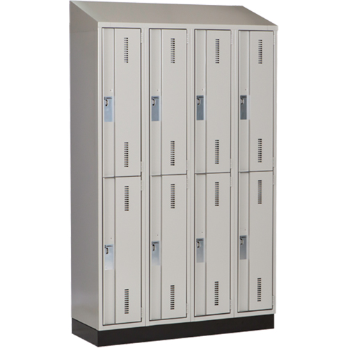 Concorde Heavy-Duty Lockers, 2 -tier, Bank of 4, 48" x 18" x 82", Steel, Grey, Welded (Assembled) Ottawa Fastener Supply