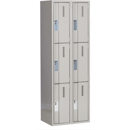 Concorde Heavy-Duty Lockers, 3 -tier, Bank of 2, 24" x 18" x 72", Steel, Grey, Welded (Assembled) Ottawa Fastener Supply