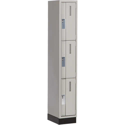 Concorde Heavy-Duty Lockers, 3 -tier, 12" x 18" x 76", Steel, Grey, Welded (Assembled) Ottawa Fastener Supply