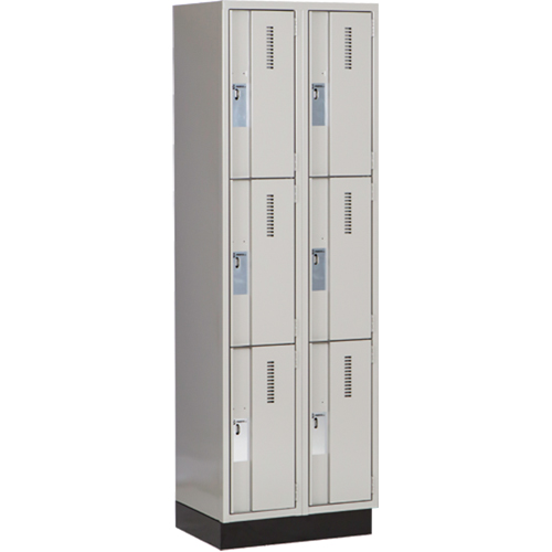 Concorde Heavy-Duty Lockers, 3 -tier, Bank of 2, 24" x 18" x 76", Steel, Grey, Welded (Assembled) Ottawa Fastener Supply