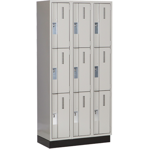 Concorde Heavy-Duty Lockers, 3 -tier, Bank of 3, 36" x 18" x 76", Steel, Grey, Welded (Assembled) Ottawa Fastener Supply