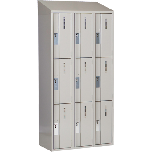 Concorde Heavy-Duty Lockers, 3 -tier, Bank of 3, 36" x 18" x 78", Steel, Grey, Welded (Assembled) Ottawa Fastener Supply
