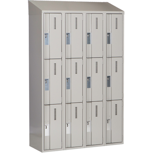 Concorde Heavy-Duty Lockers, 3 -tier, Bank of 4, 48" x 18" x 78", Steel, Grey, Welded (Assembled) Ottawa Fastener Supply