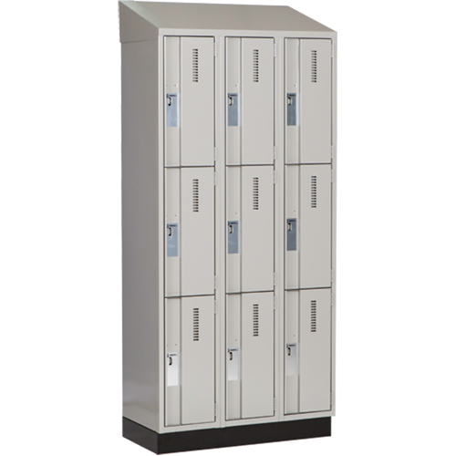 Concorde Heavy-Duty Lockers, 3 -tier, Bank of 3, 36" x 18" x 82", Steel, Grey, Welded (Assembled) Ottawa Fastener Supply
