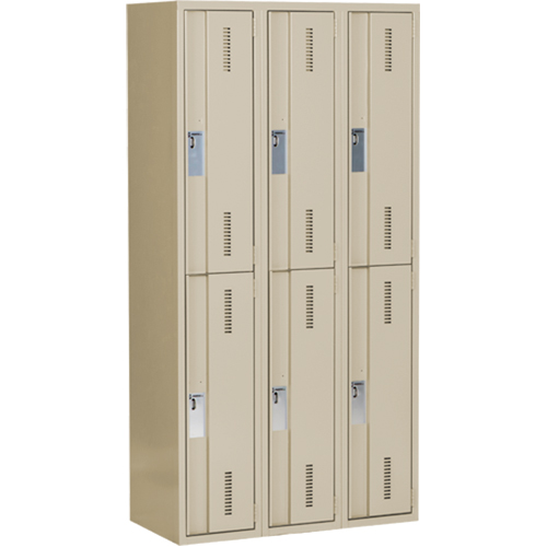 Concorde Heavy-Duty Lockers, 2 -tier, Bank of 3, 36" x 18" x 72", Steel, Beige, Welded (Assembled) Ottawa Fastener Supply