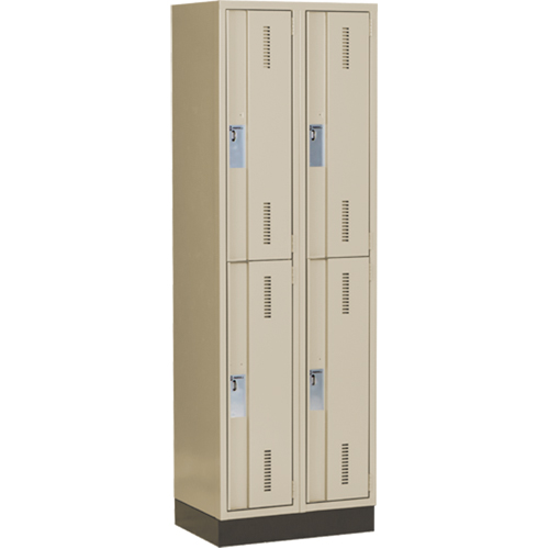 Concorde Heavy-Duty Lockers, 2 -tier, Bank of 2, 24" x 18" x 76", Steel, Beige, Welded (Assembled) Ottawa Fastener Supply