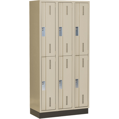 Casiers robustes Concorde, 2 niveaux, Bloc de 3, 36" x 18" x 76", Acier, Beige, Soud&eacute; (assembl&eacute;) Ottawa Fastener Supply