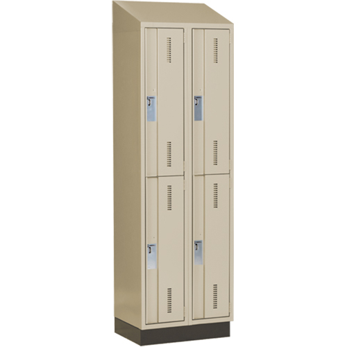 Concorde Heavy-Duty Lockers, 2 -tier, Bank of 2, 24" x 18" x 82", Steel, Beige, Welded (Assembled) Ottawa Fastener Supply