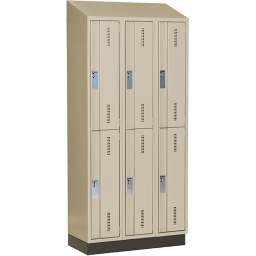 Concorde Heavy-Duty Lockers, 2 -tier, Bank of 3, 36" x 18" x 82", Steel, Beige, Welded (Assembled) Ottawa Fastener Supply