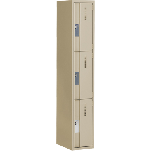 Concorde Heavy-Duty Lockers, 3 -tier, 12" x 18" x 72", Steel, Beige, Welded (Assembled) Ottawa Fastener Supply