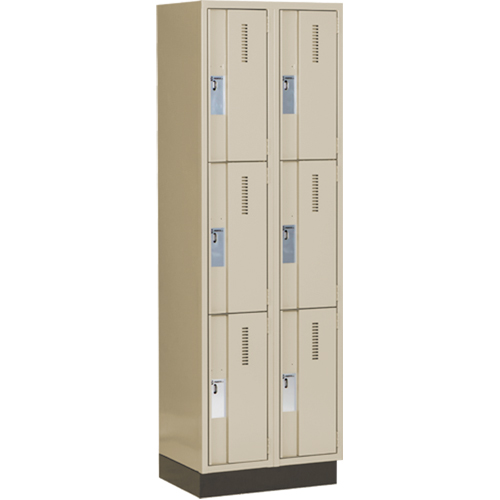 Concorde Heavy-Duty Lockers, 3 -tier, Bank of 2, 24" x 18" x 76", Steel, Beige, Welded (Assembled) Ottawa Fastener Supply