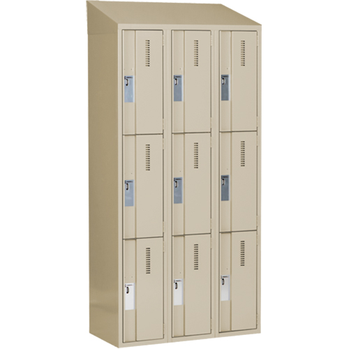 Concorde Heavy-Duty Lockers, 3 -tier, Bank of 3, 36" x 18" x 78", Steel, Beige, Welded (Assembled) Ottawa Fastener Supply