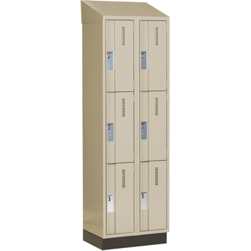 Concorde Heavy-Duty Lockers, 3 -tier, Bank of 2, 24" x 18" x 82", Steel, Beige, Welded (Assembled) Ottawa Fastener Supply