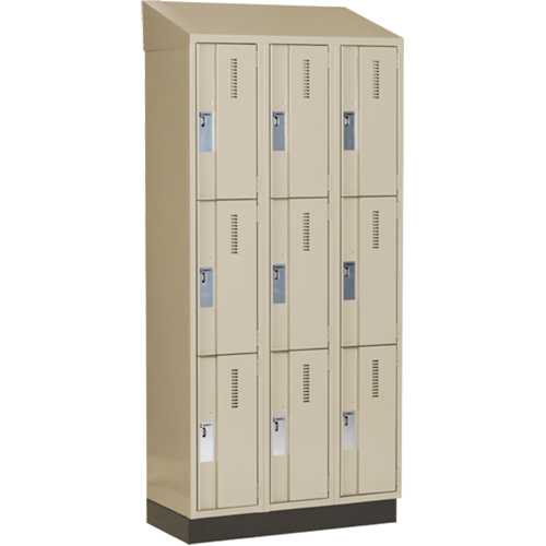 Concorde Heavy-Duty Lockers, 3 -tier, Bank of 3, 36" x 18" x 82", Steel, Beige, Welded (Assembled) Ottawa Fastener Supply