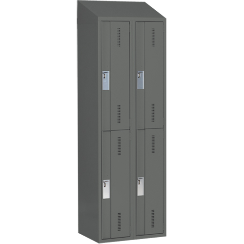 Concorde Heavy-Duty Lockers, 2 -tier, Bank of 2, 24" x 18" x 78", Steel, Charcoal, Welded (Assembled) Ottawa Fastener Supply