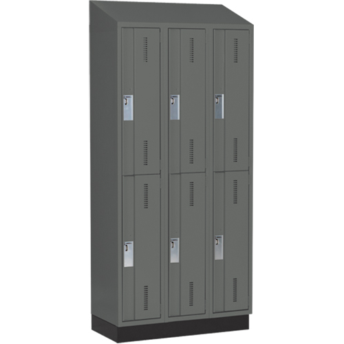 Concorde Heavy-Duty Lockers, 2 -tier, Bank of 3, 36" x 18" x 82", Steel, Charcoal, Welded (Assembled) Ottawa Fastener Supply