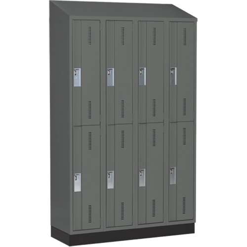 Concorde Heavy-Duty Lockers, 2 -tier, Bank of 4, 48" x 18" x 82", Steel, Charcoal, Welded (Assembled) Ottawa Fastener Supply
