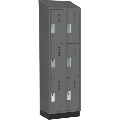 Concorde Heavy-Duty Lockers, 3 -tier, Bank of 2, 24" x 18" x 82", Steel, Charcoal, Welded (Assembled) Ottawa Fastener Supply