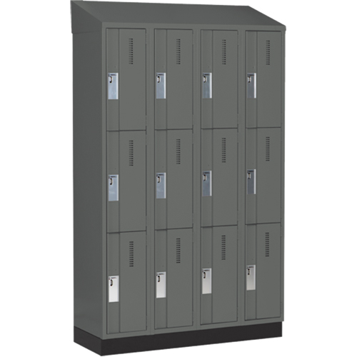 Concorde Heavy-Duty Lockers, 3 -tier, Bank of 4, 48" x 18" x 82", Steel, Charcoal, Welded (Assembled) Ottawa Fastener Supply