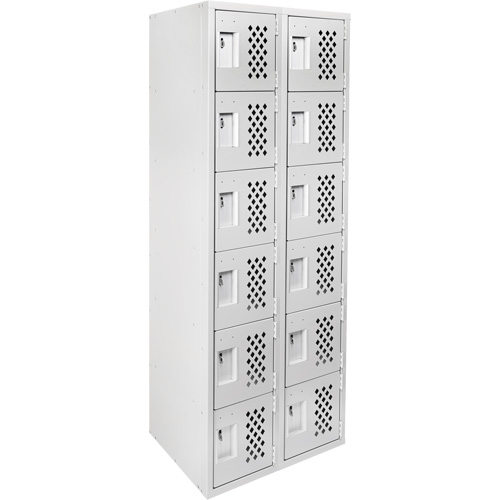 Clean-Line Perforated Lockerette, 6 -tier, Bank of 2, 15" x 72" x 12", Steel Ottawa Fastener Supply