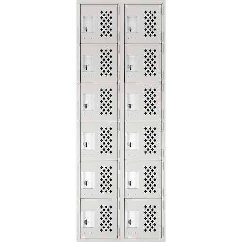 Clean-Line Perforated Lockerette, 6 -tier, Bank of 2, 15" x 72" x 12", Steel Ottawa Fastener Supply