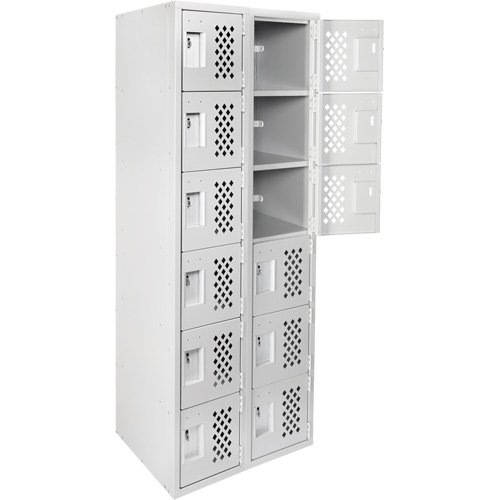 Clean-Line Perforated Lockerette, 6 -tier, Bank of 2, 15" x 72" x 12", Steel Ottawa Fastener Supply