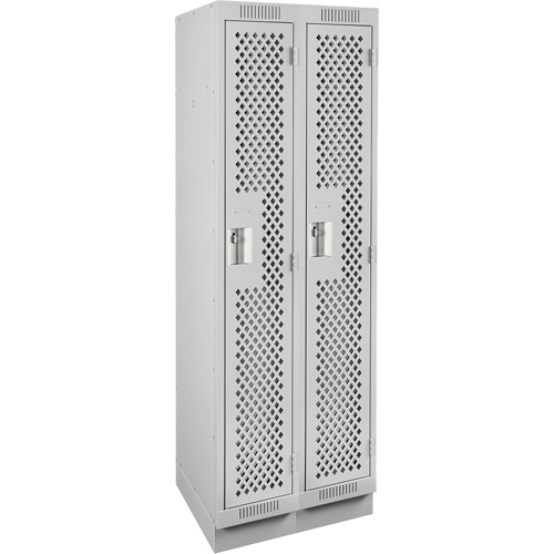 Clean Line Lockers, Bank of 2, 24" x 15" x 76", Steel, Grey, Rivet (Assembled), Perforated Ottawa Fastener Supply