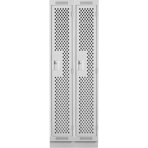 Clean Line Lockers, Bank of 2, 24" x 15" x 76", Steel, Grey, Rivet (Assembled), Perforated Ottawa Fastener Supply