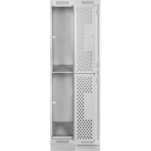 Clean Line Lockers, 2 -tier, Bank of 2, 24" x 18" x 76", Steel, Grey, Rivet (Assembled), Perforated Ottawa Fastener Supply