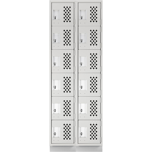 Assembled Lockerettes Clean Line Perforated Economy Lockers, 6 -tier, Bank of 2, 18" x 72" x 12", Steel Ottawa Fastener Supply