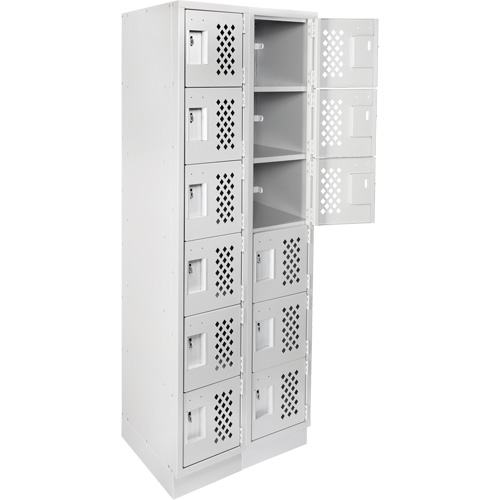 Assembled Lockerettes Clean Line Perforated Economy Lockers, 6 -tier, Bank of 2, 18" x 72" x 12", Steel Ottawa Fastener Supply