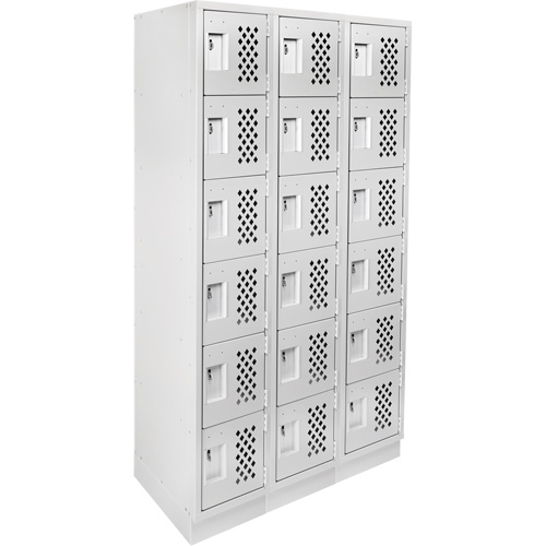 Assembled Lockerettes Clean Line Perforated Economy Lockers, 6 -tier, Bank of 3, 18" x 72" x 12", Steel Ottawa Fastener Supply