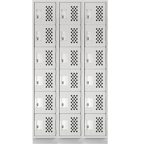 Assembled Lockerettes Clean Line Perforated Economy Lockers, 6 -tier, Bank of 3, 18" x 72" x 12", Steel Ottawa Fastener Supply