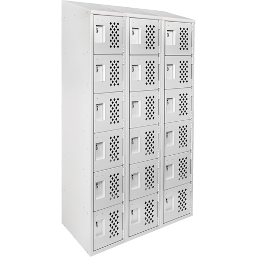 Clean-Line Perforated Lockerette, 6 -tier, Bank of 3, 15" x 72" x 12", Steel Ottawa Fastener Supply