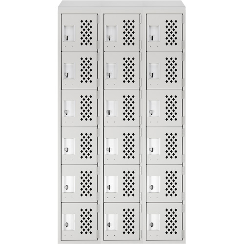 Clean-Line Perforated Lockerette, 6 -tier, Bank of 3, 15" x 72" x 12", Steel Ottawa Fastener Supply