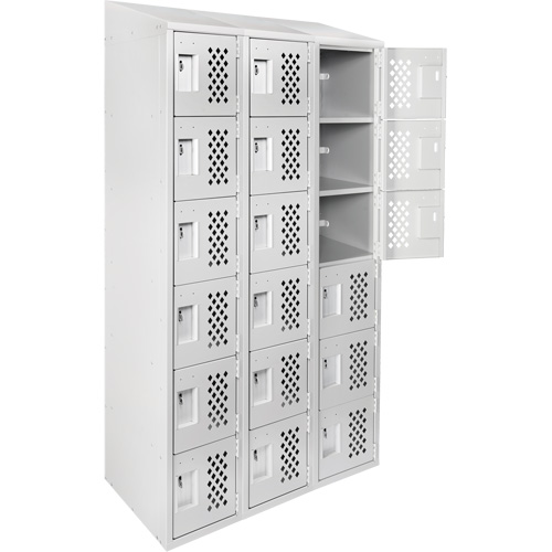 Clean-Line Perforated Lockerette, 6 -tier, Bank of 3, 15" x 72" x 12", Steel Ottawa Fastener Supply