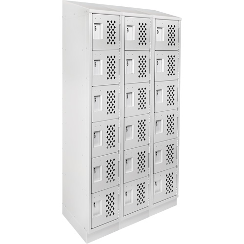 Clean-Line Perforated Lockerette, 6 -tier, Bank of 3, 12" x 72" x 12", Steel Ottawa Fastener Supply
