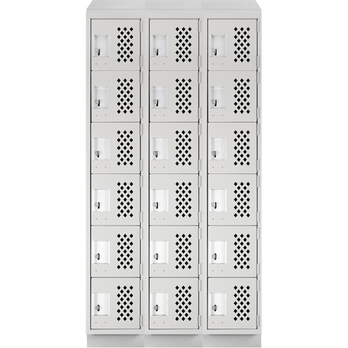 Clean-Line Perforated Lockerette, 6 -tier, Bank of 3, 12" x 72" x 12", Steel Ottawa Fastener Supply