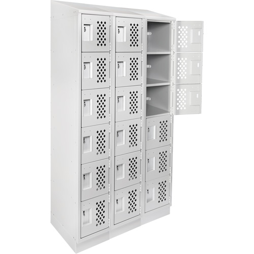 Clean-Line Perforated Lockerette, 6 -tier, Bank of 3, 12" x 72" x 12", Steel Ottawa Fastener Supply