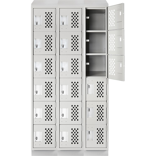 Clean-Line Perforated Lockerette, 6 -tier, Bank of 3, 12" x 72" x 12", Steel Ottawa Fastener Supply